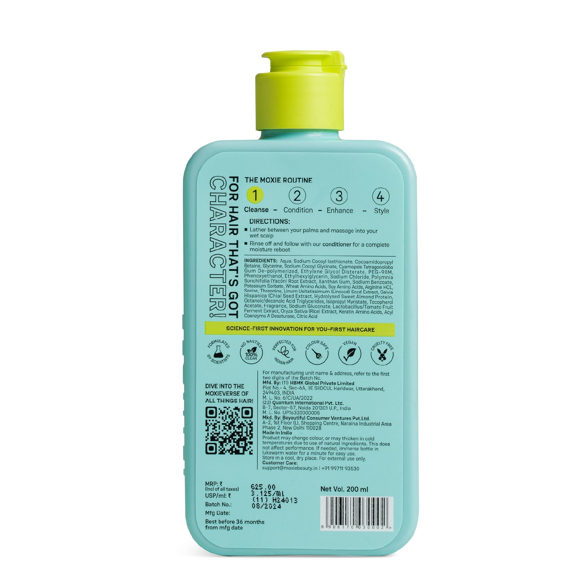 Moxie Beauty Shampoo For Frizzy, Dry, Wavy & Curly Hair | Sulfate, Paraben & Silicone-Free | 100% softer & 1.5x stronger hair | Gentle Cleansing Shampoo | 200ml