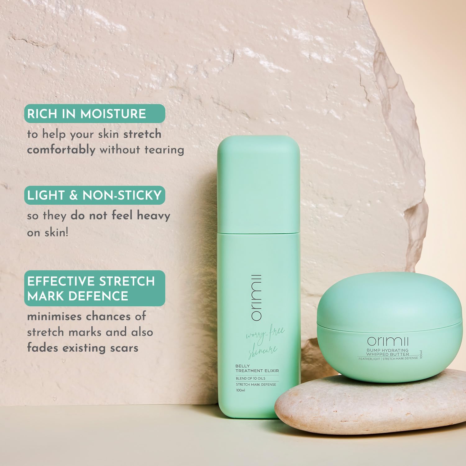 Orimii Happy Belly Stretch Marks Removal & Defence Regime For New & Expecting Mothers | Bump Body Butter & Belly Oil Combo For Hydration & Moisturization | Essential Combo For New Moms