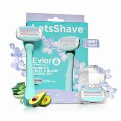 LetsShave Evior 6 Shaving Razor for Women | Mid-Flex Blades & Dual Moisture Bar infused with Aloe vera & Avacado | Smooth & Safe | Full-Body Hair Removal - Bikini, Arms, Legs & Sensitive Areas