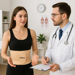 PLETHEON Neoprene 3-in-1 Postpartum Abdominal Belt For Women Belly, Waist & Pelvis Support | Post Pregnancy Recovery Belt | Maternity Tummy Wrap For Slimming & Back Pain Relief (Single Beige)