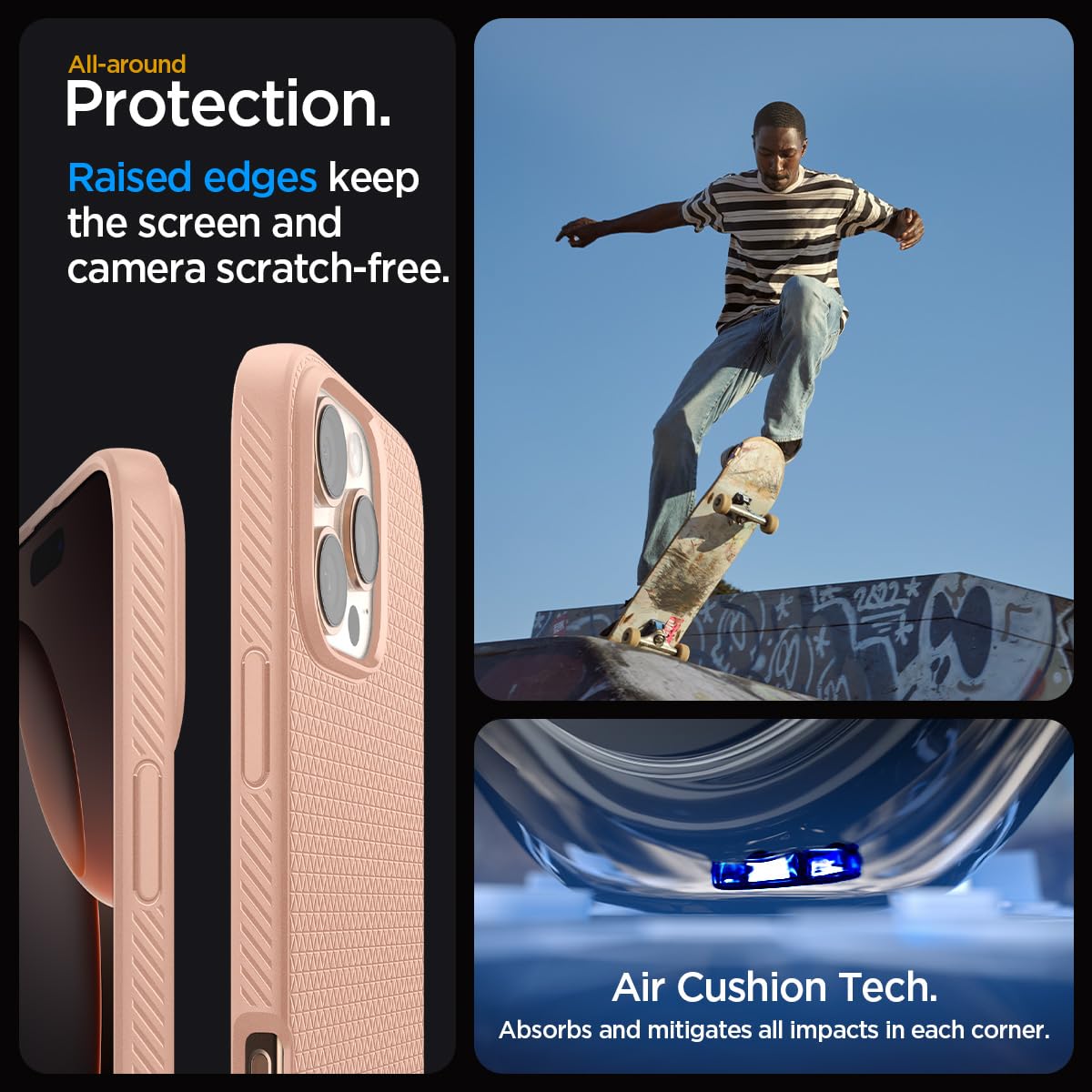 Spigen Liquid Air Back Cover Case for iPhone, Durable Protection, Air Cushion Technology - TPU | Matte Black