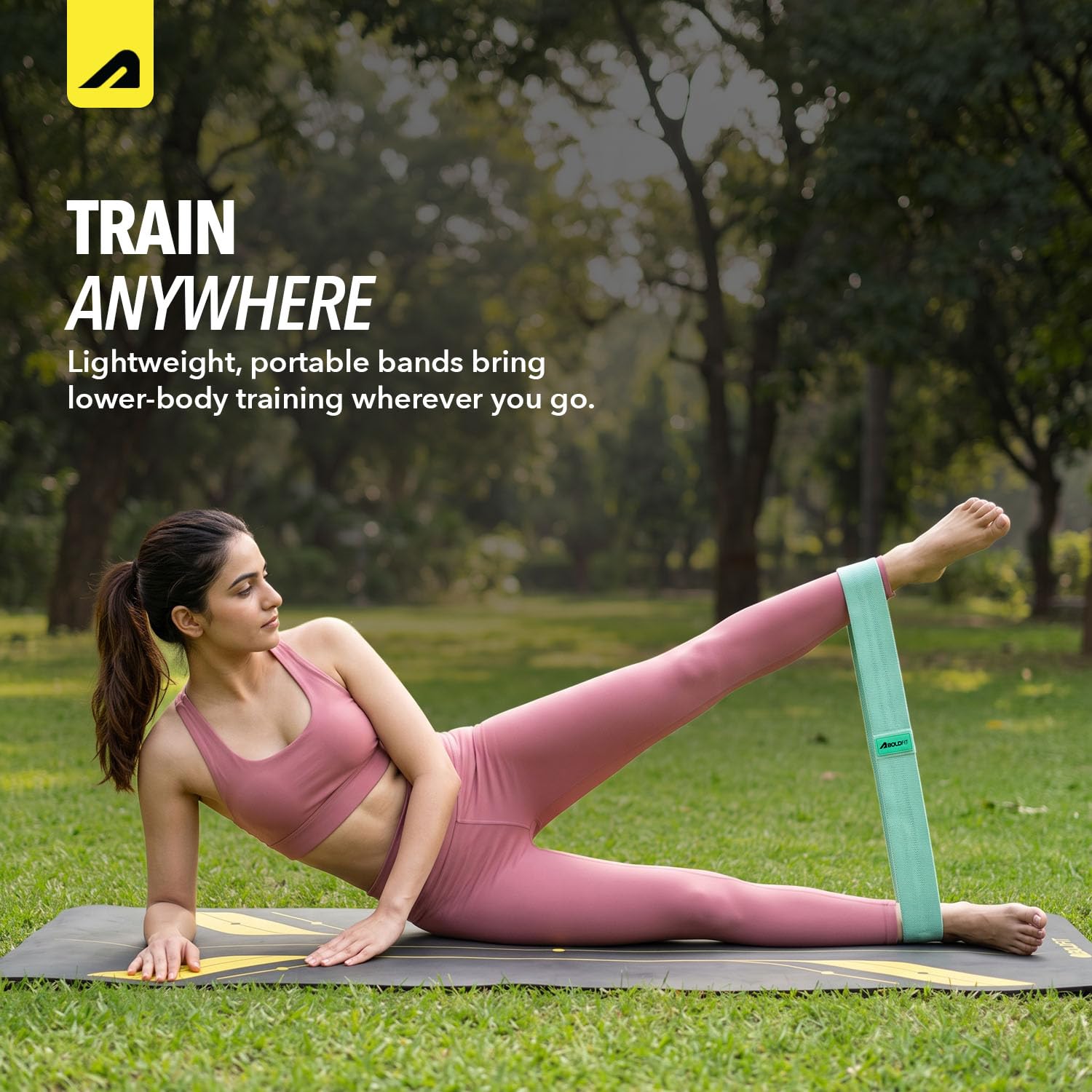 Boldfit Fabric Resistance Band - Loop Hip Band for Women & Men for Hip, Legs, Stretching, Toning Workout. Mini Loop Booty Bands for Glutes, Squats Exercise Usable in-Home & Gym. (Light Green)