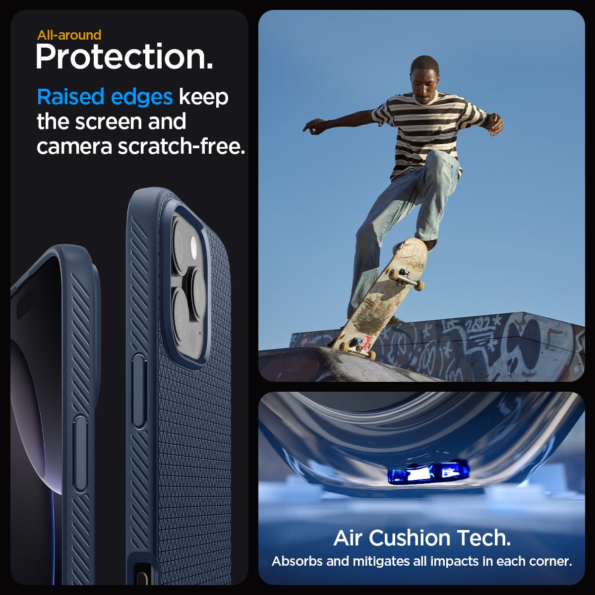 Spigen Liquid Air Back Cover Case for iPhone, Durable Protection, Air Cushion Technology - TPU | Matte Black