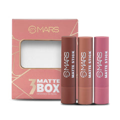 MARS Matte Box Set of 3 Lipsticks for Women | Long-Lasting | Smooth Finish | Moisturising | One Swipe Pigmentation | (3x3.2 gm)