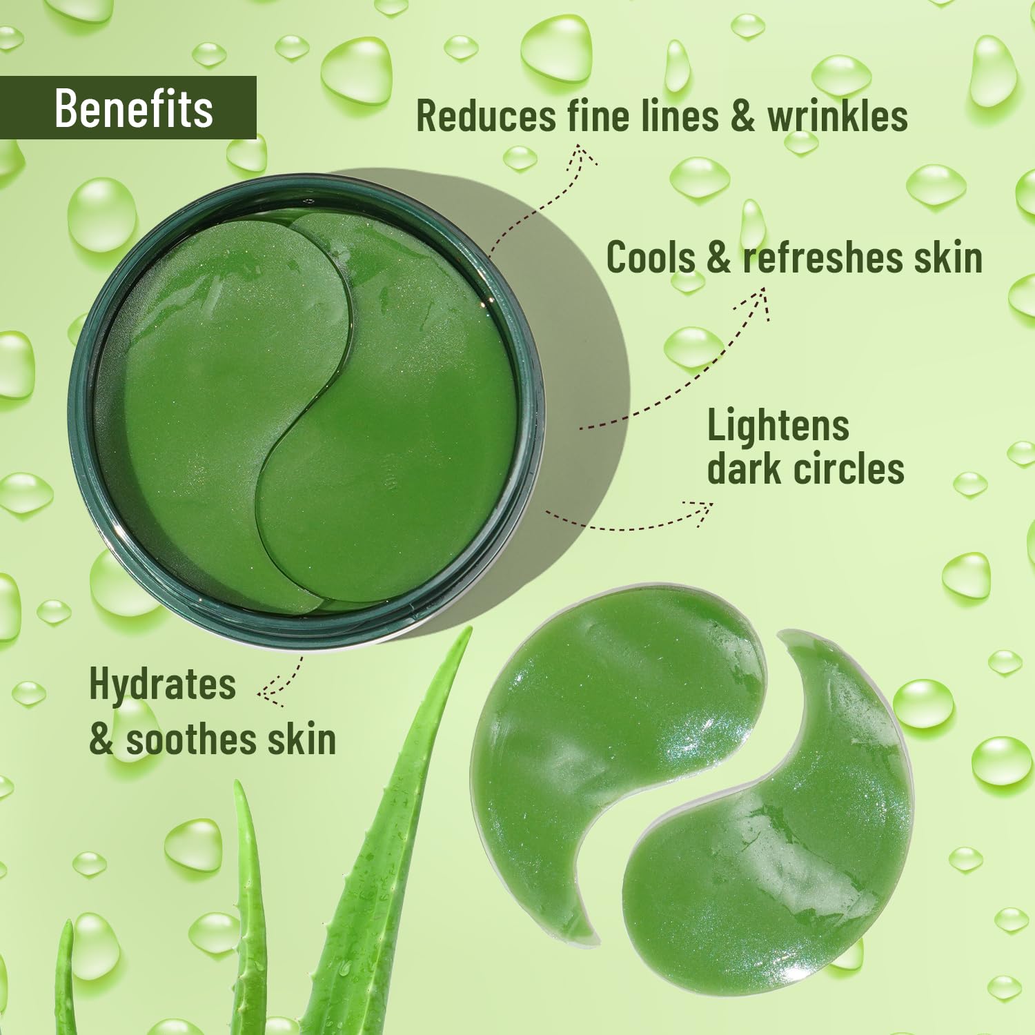 Swiss Beauty Hydra Anti Wrinkle Eye Serum Patch| Treats Dark Circles, Fine Lines And Wrinkles | Enriched With Collagen And Aloe Vera Extract | Shade- Aloevera, 60 Pcs|