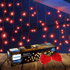 PHILIPS Starlit 12 Meter 72 LEDs String Light for Decoration | Festival LED String Light for Diwali, Christmas and Home Decoration, Red