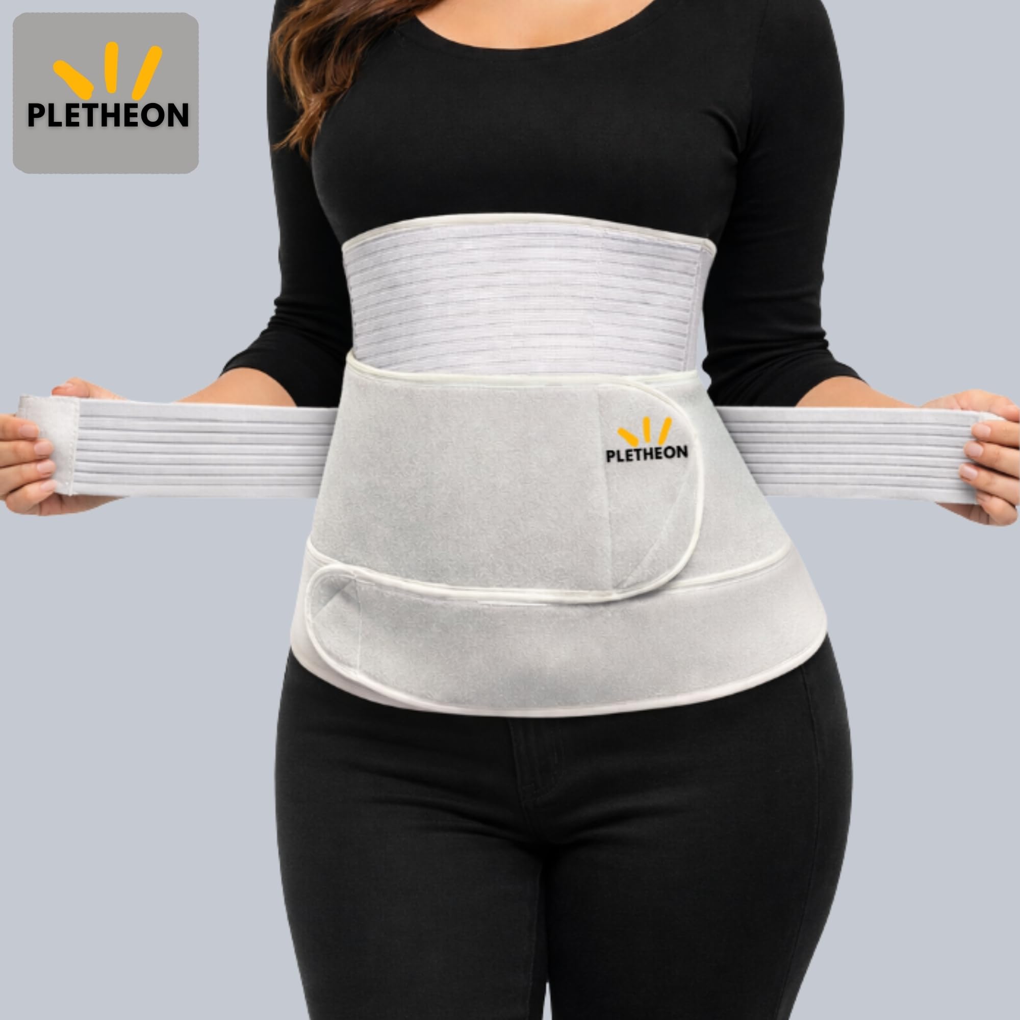 PLETHEON 3 In 1 Postpartum Belly Band Post Pregnancy Abdominal Belt For Women After Birth Belly/Waist/Pelvis Wrap Postnatal Shapewear, (Fit from 30 Inch to 46 Inches of waist) (White)