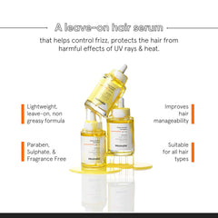 Minimalist Hair Serum for Dry Frizzy Hair with SPF 30, Keratin, Argan Oil & Ceramides| Heat Protection Serum, Smoothens & Protects From UV | Lightweight | Leave In For Women & Men | 50 ml