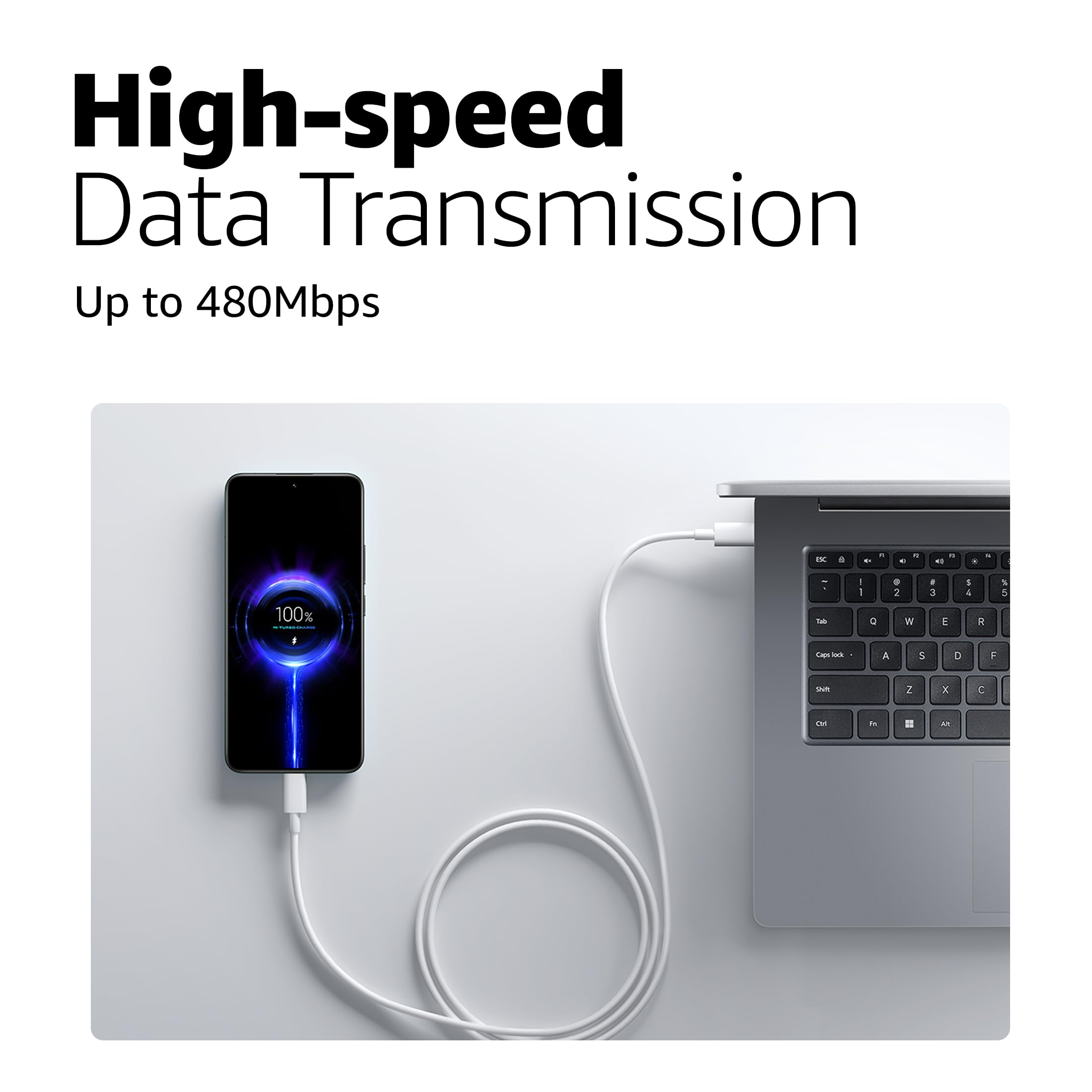 Xiaomi Mi Original HyperCharge 60W Type C to Type C Cable for Smartphones, Tablets, Laptops, Macbook & other Type C devices, 480Mbps Data Sync (White) - Wireless Accessory from Xiaomi - Shop in Sri Lanka at Arcade.lk