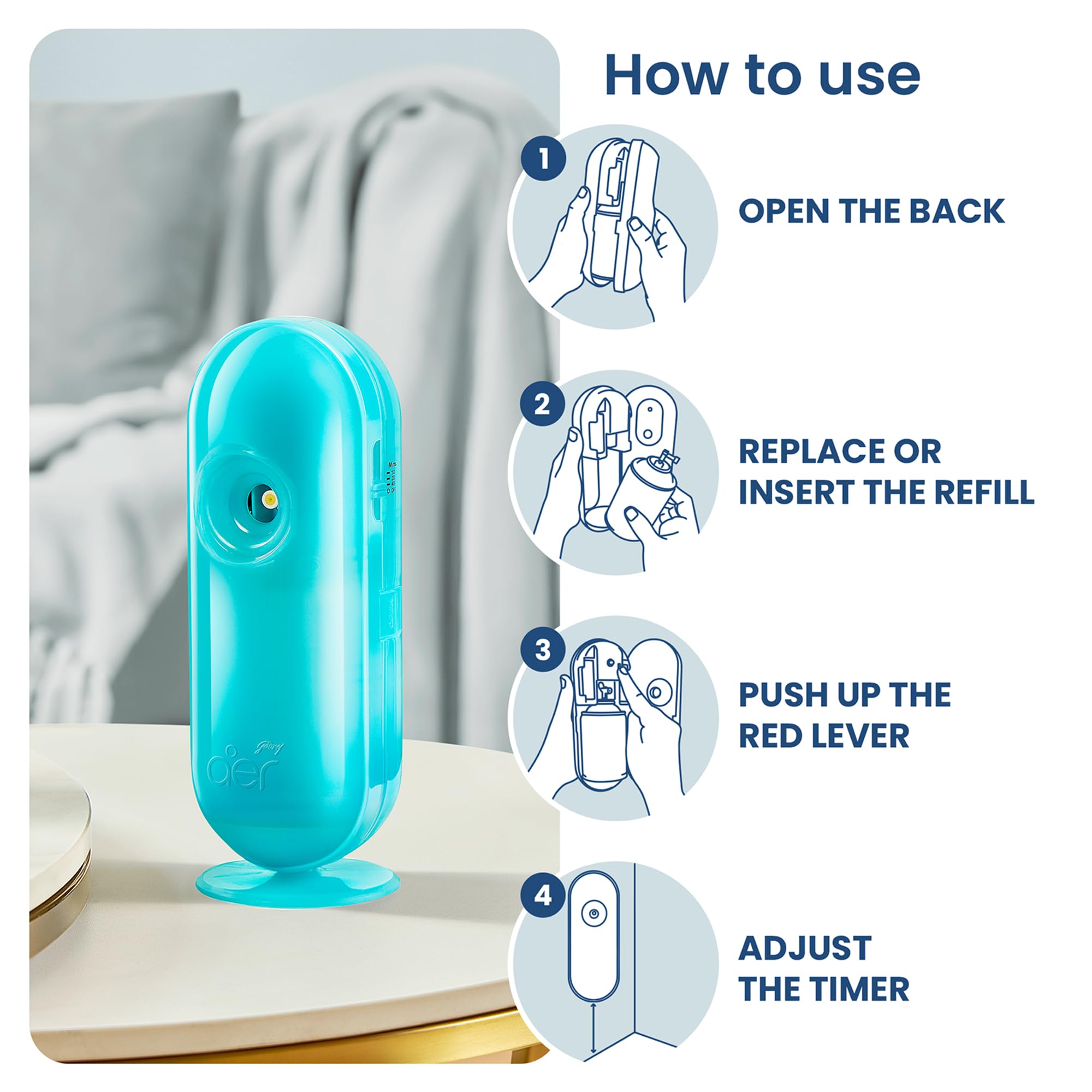 Godrej aer Matic Automatic Room Fresheners Refill Pack | Cool Surf Blue | 2000 Sprays Guaranteed | Lasts up to 60 days (210ml)