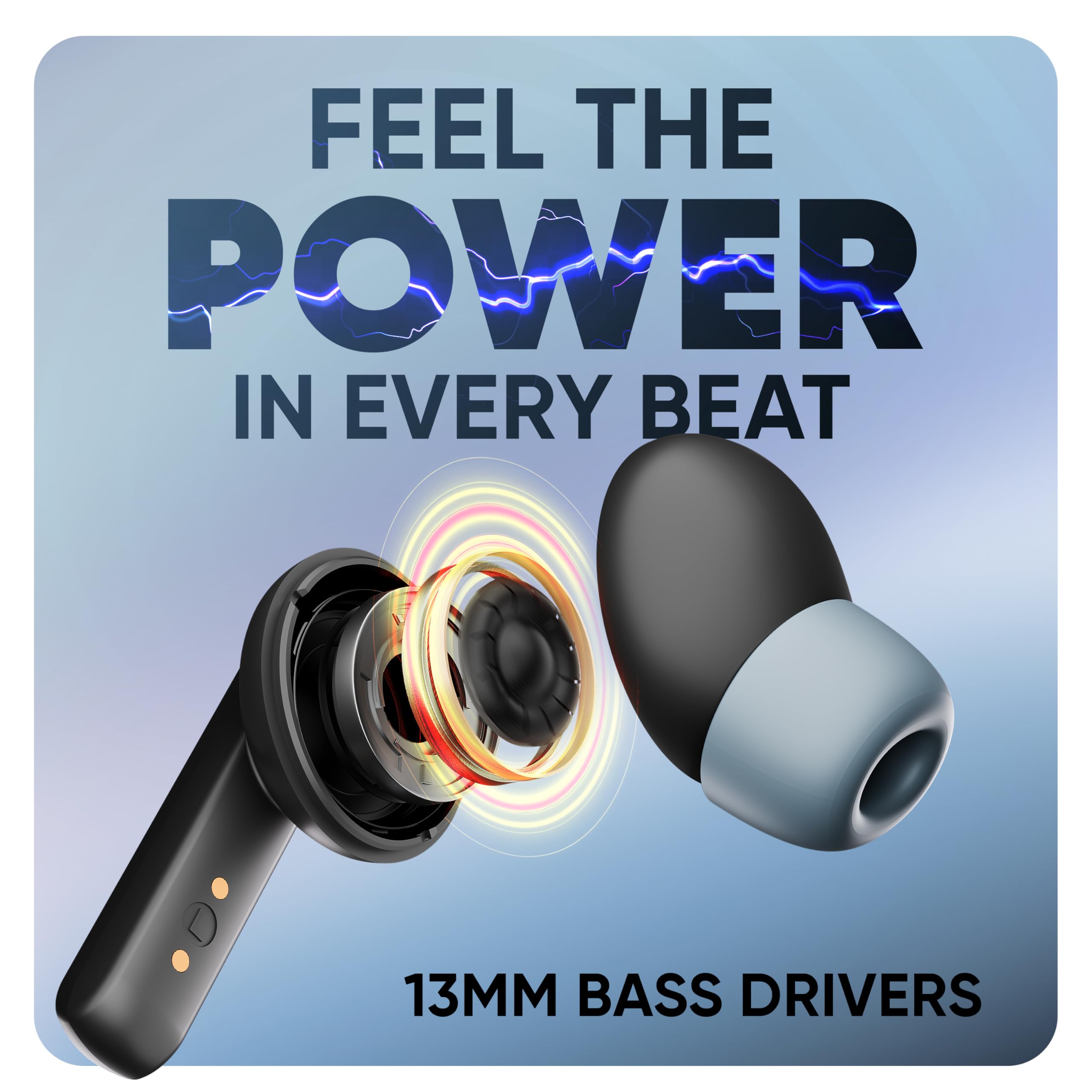 Mivi DuoPods Sync in Ear Earbuds | 60H Playtime Bluetooth Earphones Wireless | Earbuds ENC for Clear Calls | 13mm Drivers Ear Buds Wireless | Gaming Mode | BT 5.3 TWS ENC Earbuds Style | Earpods