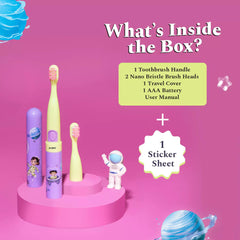 Perfora Electric Toothbrush For Kids | AAA Battery Powered, 90 Day Battery Life | 2 Brushing mode | With 2 Brush Head & Travel Cover | Age 3-8 | Electric Brush For Kids Oral Care