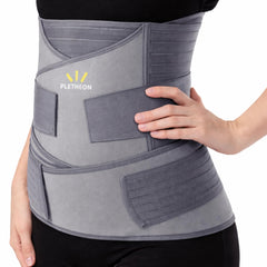 PLETHEON 3 In 1 Postpartum Belly Band Post Pregnancy Abdominal Belt For Women After Birth Belly/Waist/Pelvis Wrap Postnatal Shapewear, (Fit from 30 Inch to 46 Inches of waist) (Gray)
