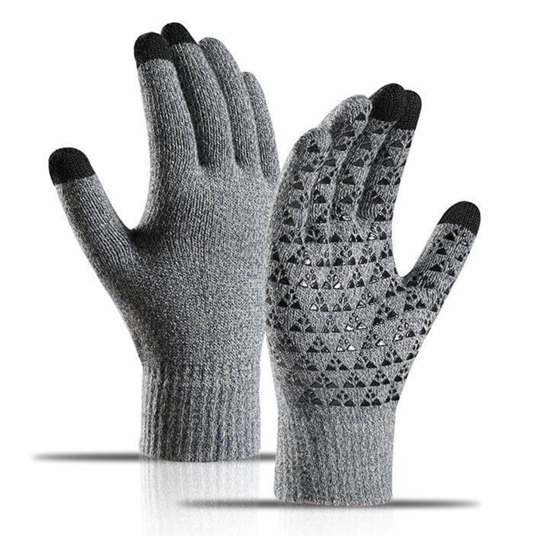 Boldfit Winter Gloves for Men & Women with Touchscreen Finger Bike Winter Hand Gloves for Men Woolen Winter Gloves for Women Thermal Hand Gloves for Winter Warm Gloves Winter Wear Unisex - Grey 1Pair