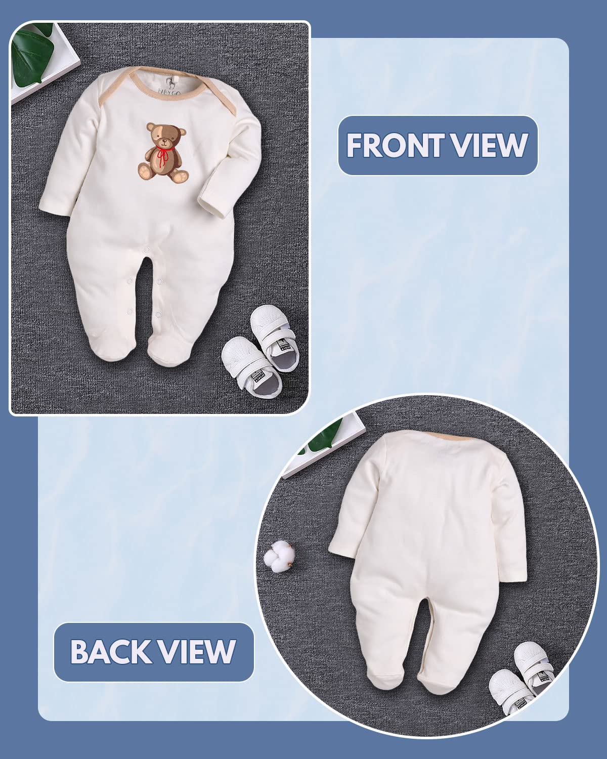 BabyGo Baby Romper 100% Cotton Rompers for New Born Baby|Sleepsuits for Baby Boys & Girls |Onesies| Infant Clothes|MULTI| 0-3M| 3-6M| 6-9M| Pack of 2 - Apparel from BABY GO - Shop in Sri Lanka at Arcade.lk