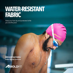 Boldfit Swimming Cap for Men Silicone Swimming Caps for Women Unisex Swim Cap for Boys Girls & Kids Swimming Cap for Women, Pink