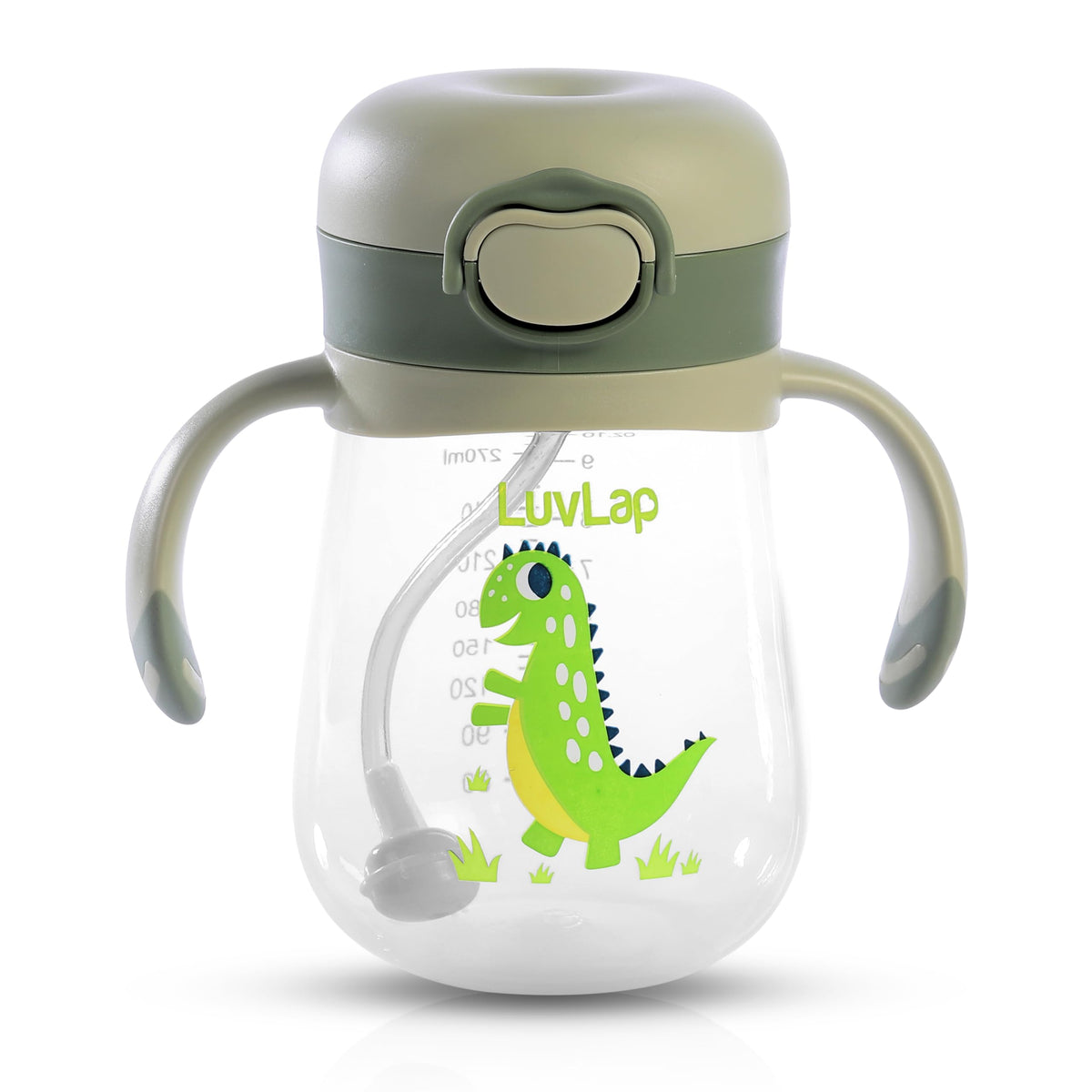 LuvLap Bite Resistant Soft Silicone Straw Sipper Cup with Handle, with Weighted Straw, Sippy Cup with Anti Spill Lock, BPA Free, 300 ml, Green, Training Cup for Kids