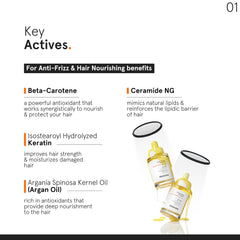 Minimalist Anti-Frizz Hair Serum SPF 30 With Keratin, Argan Oil & Ceramides for Dry Hair | Heat Protection Serum, Smoothens & Protects From UV | Lightweight | Leave In For Women & Men | 50 ml