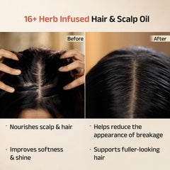 Vedix Keshamrut Herbs Infused Ayurvedic Hair Oil With Bhringraj, Amla & Rosemary I Control Hair Fall & Boost Hair Growth I 16+ Whole Herbs, Leaves & Flowers I For Men & Women I No Mineral Oils & Chemicals (100ml)