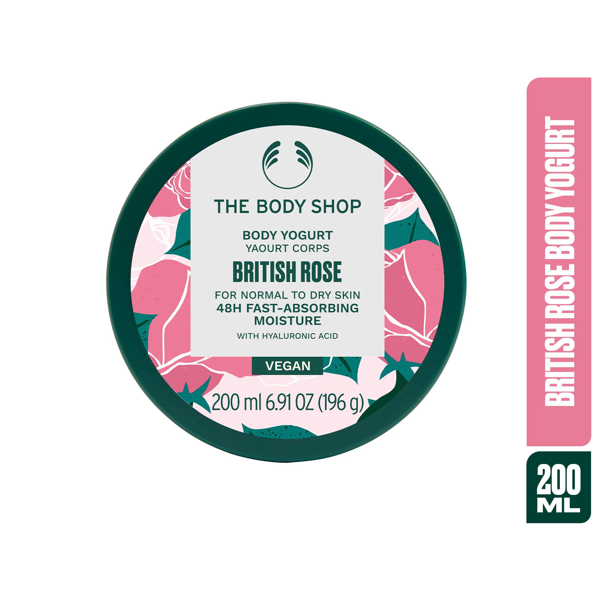 The Body Shop Vegan British Rose Body Yogurt, 200 Ml - Normal To Dry Skin |Instant 48 Hr Moisture Cream| Vegan