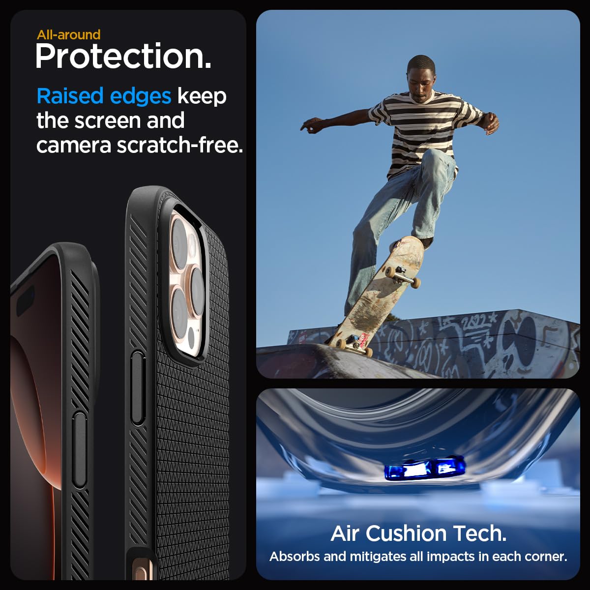 Spigen Liquid Air Back Cover Case for iPhone, Durable Protection, Air Cushion Technology - TPU | Matte Black