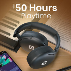 Portronics Muffs M5 Over Ear Hybrid ANC Bluetooth Headphone with Upto 50 Hours Playtime, Quad Mic, Transparency Mode, Gaming/Music Mode, BT V5.3, Adjustable Fit, Type C Fast Charging(Black)