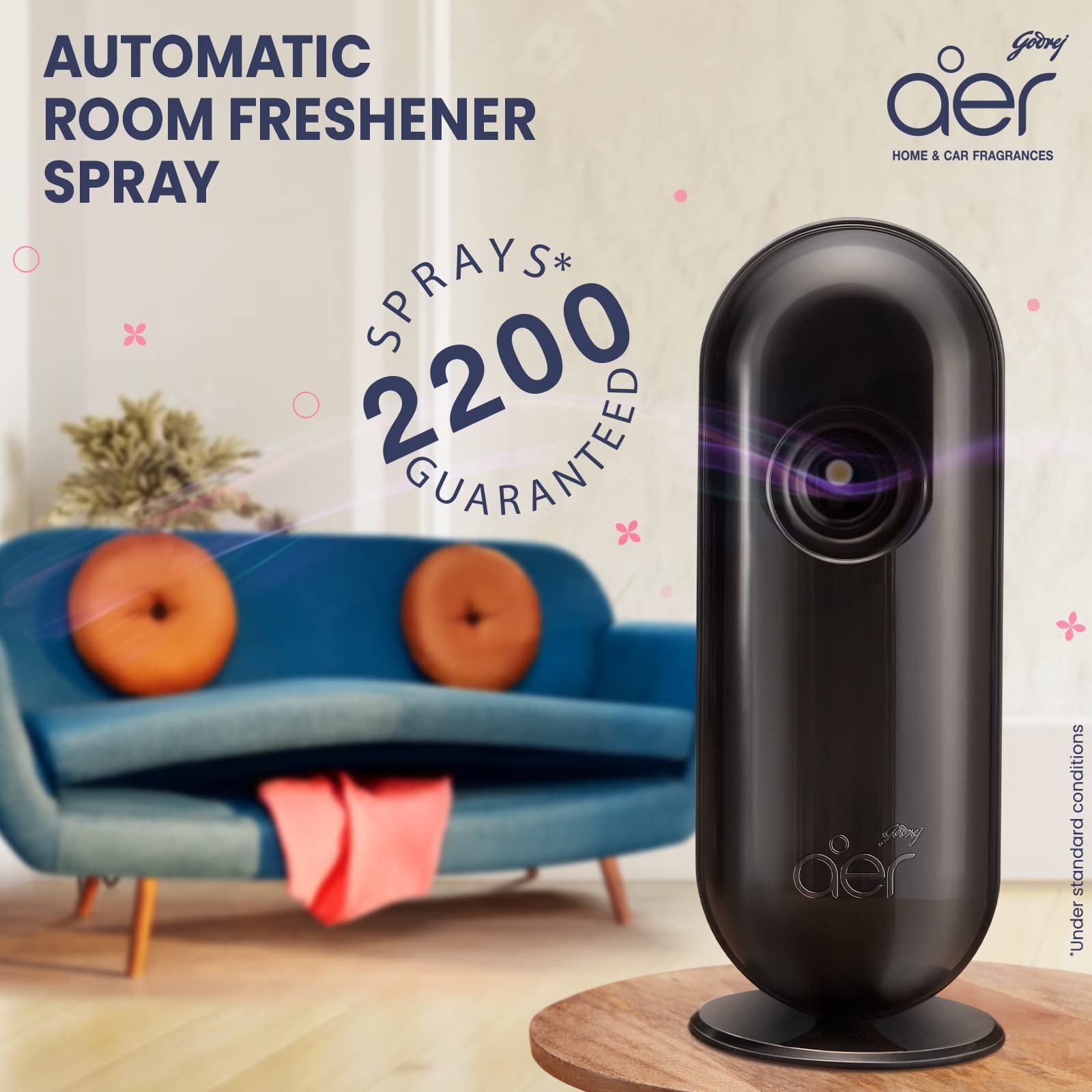 Godrej aer Matic Kit (Machine + 1 Refill) - Automatic Room Fresheners with Flexi Control Spray | Violet Valley Bloom | 2200 Sprays Guaranteed | Lasts up to 60 days (225ml) - Drugstore from Godrej aer - Shop in Sri Lanka at Arcade.lk