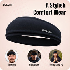 Boldfit Head Band for Man Sports Bandana for Men & Women Gym Hair Band for Men Workout, Running - Breathable, Non-Slip & Quick Drying Head Bands for Long Hair (Set of 3)