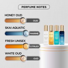 Bella Vita Luxury Unisex | Long Lasting Eau De Parfum Gift Set 4 x 20ml Perfume for Unisex | with SKAI, FRESH, WHITEOUD, HONEY OUD | Premium Fragrance Scent