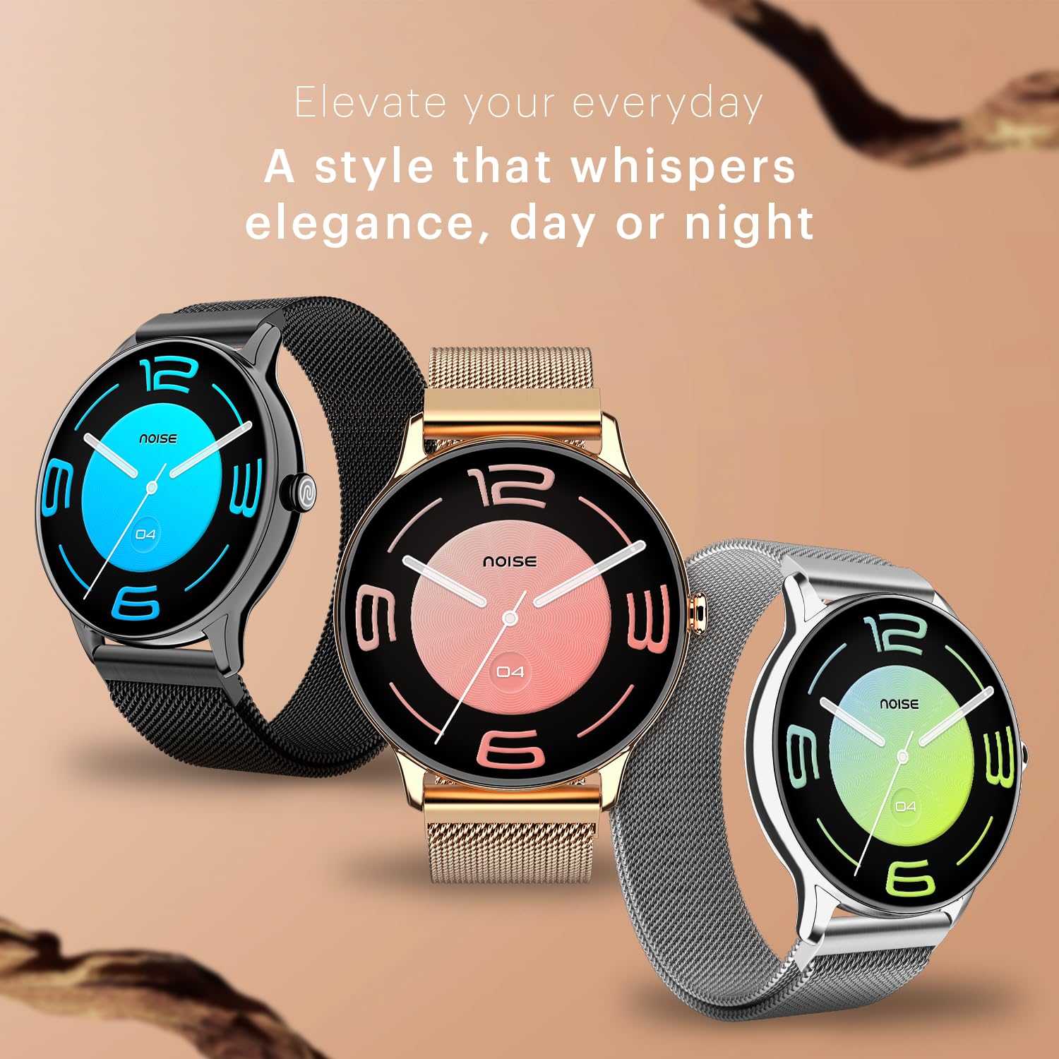 Noise Twist Go Bluetooth Calling Smart Watch for Women, Sleek Metal Dial, Glossy Finish, 1.39" Display, 100+ Watch Faces, IP68, Sleep Tracking, Voice Assistance, Upto 7 Days Battery (Gold Link)