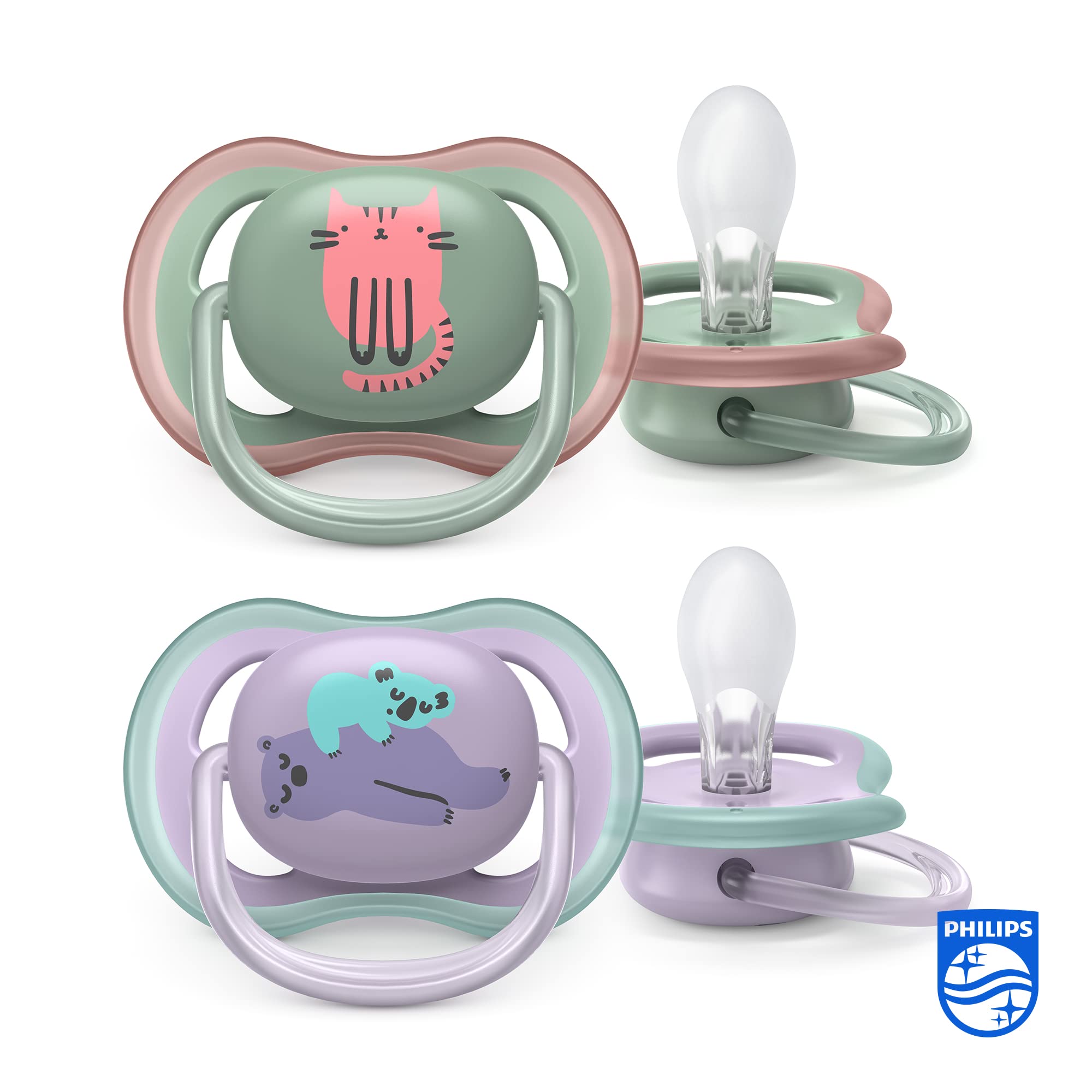 Philips Avent Ultra Air Soother 2 Pack - BPA-Free Soother for Babies Aged 6-18 Months (Model SCF085/18) By Fratelli