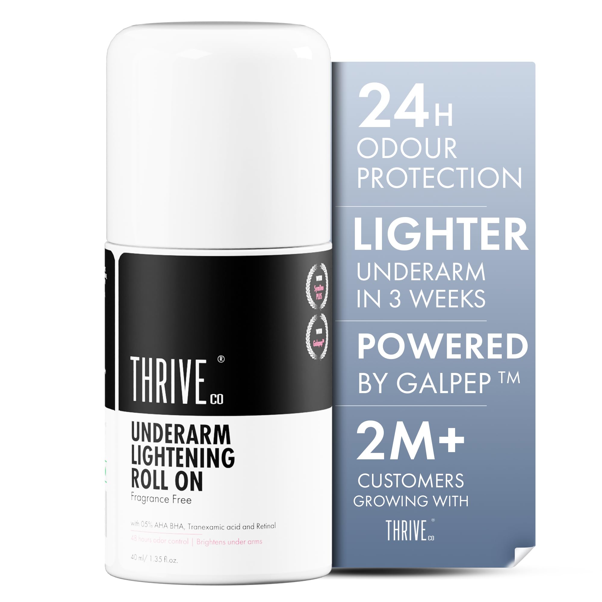 ThriveCo Underarm Lightening Roll-On with 5% AHA BHA, Tranexamic Acid ...