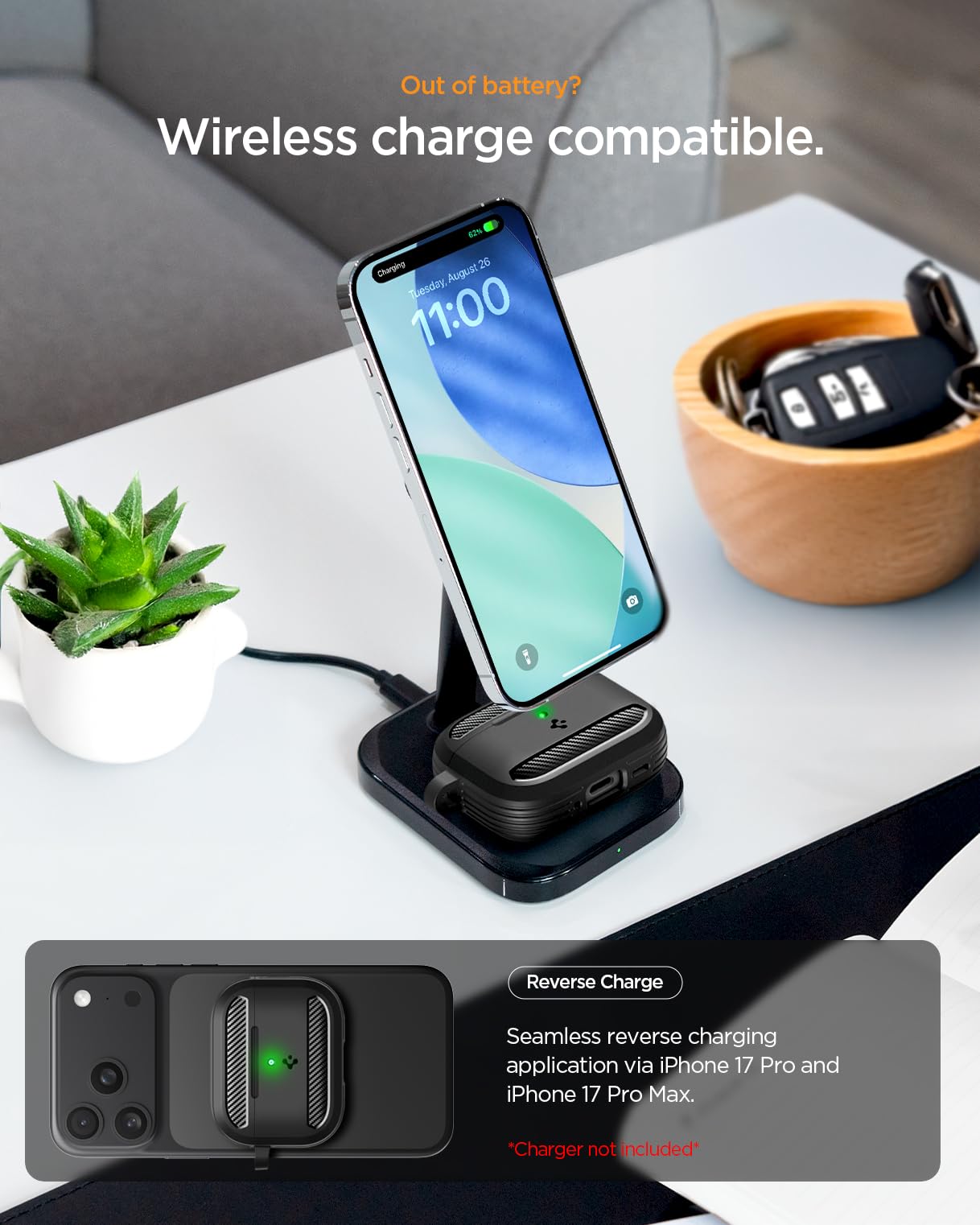 Spigen AirPods Pro 3 Cover Case, Carabiner Included, [Shock Proof] [Light & Compact], Rugged Armor - Matte Black