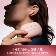 HAMMER Airflow Neo Bubblegum Earbuds with 80H Playtime, 13mm Titanium Driver, 40ms Gaming Mode, Fast Charging Buds, Type-C Charging, Voice Assistant, Lightweight Dual-Tone Design (Pink)