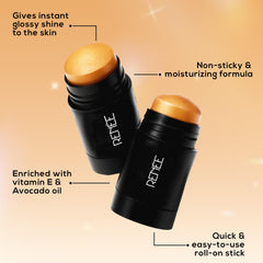 RENEE Hot Shot Face & Body Glowstick 30gm, Moisturizing, Weightless, Shimmery Finish Illuminating Stick | Infused With Rosehip & Avocado Oil, Boosts Skin Radiance Instantly