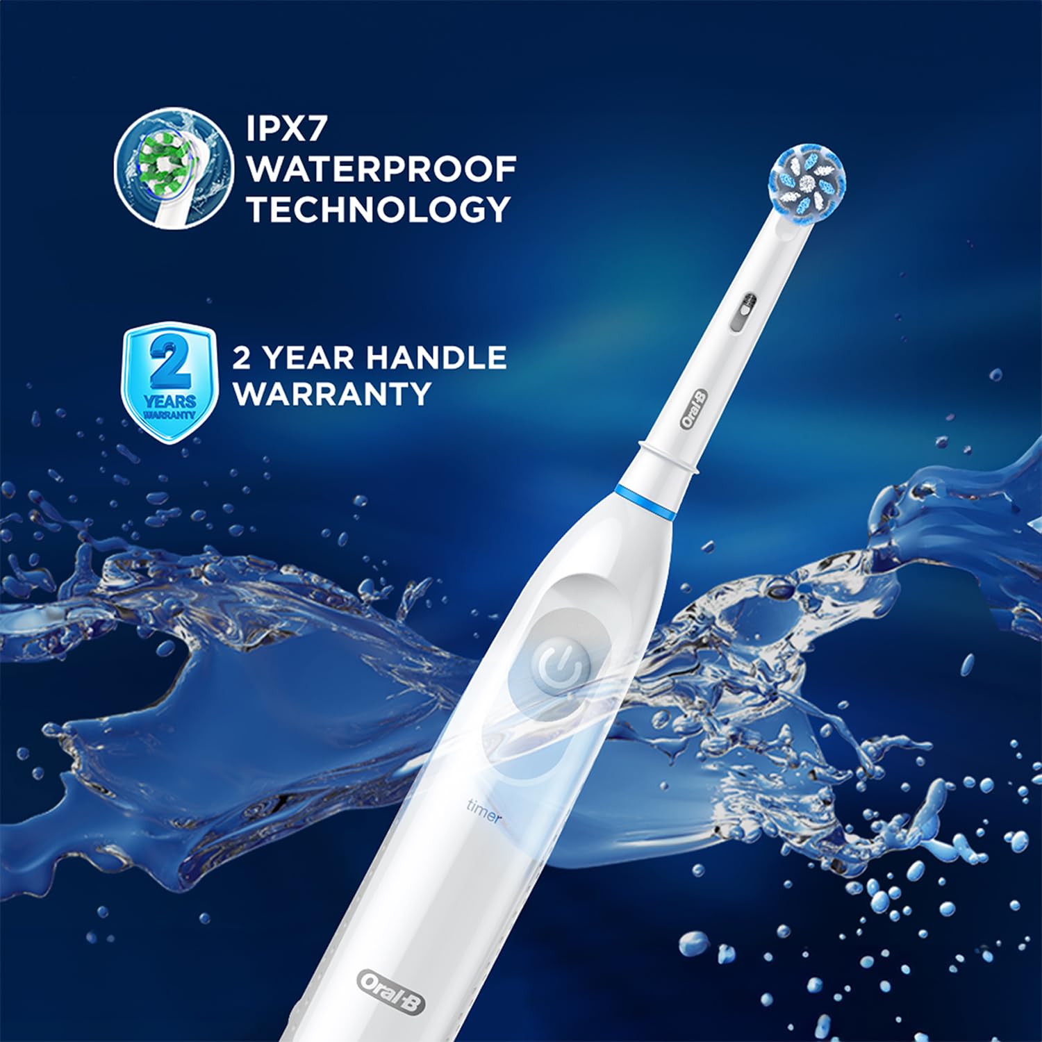 Oral B Pro Expert AA Battery Electric Toothbrush for Adults, 2 Min Timer with Quadpacer, Long Battery Life, IPX7 Water Resistant, 2 Year Warranty by Oral-B, Dentist inspired Round Brush Head