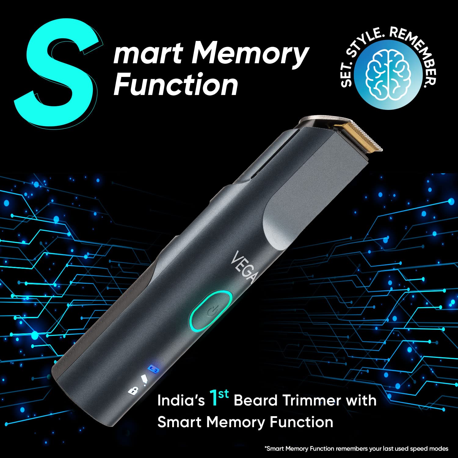 Vega Battery Powered SmartOne Series S2 Beard Trimmer for Men, 160 mins Runtime, IPX7 Waterproof 40 Length Settings, (VHTH-31), Blue - Personal Care Appliances from VEGA - Shop in Sri Lanka at Arcade.lk