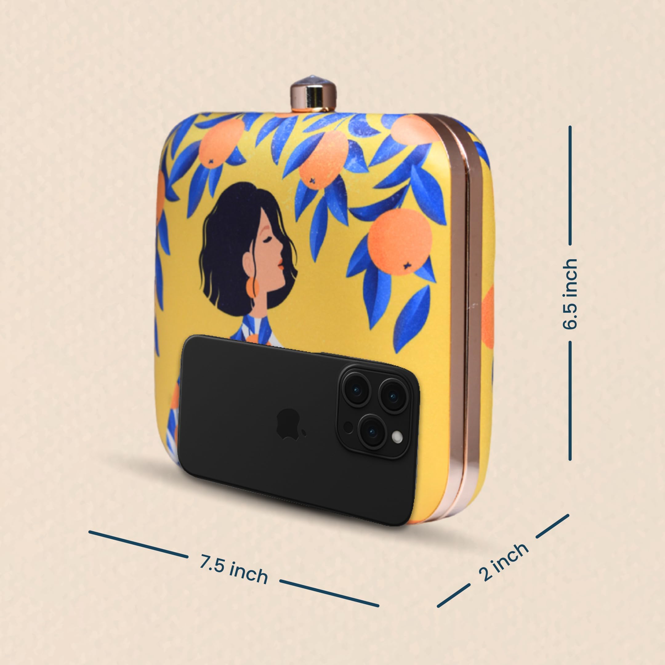 Artklim Multicolour Printed Trendy Box Clutch for Women & Girls - Hard Case Sling Purse - Casual & Brunch Handbag with Detachable Chain Strap - Gift for Woman
