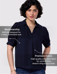 Symbol Premium Women's Polyester Collared Top | Regular Fit | Desk-to-Dinner (Available in Plus Sizes)