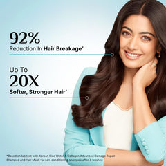 Pilgrim Korean Rice Water & Collagen Advanced Damage Repair Shampoo - 200ml | with 17 Amino Acids, Wheat Protein & 5 Ceramides | Paraben-Free | For Dry & Damaged Hair | For Women and Men