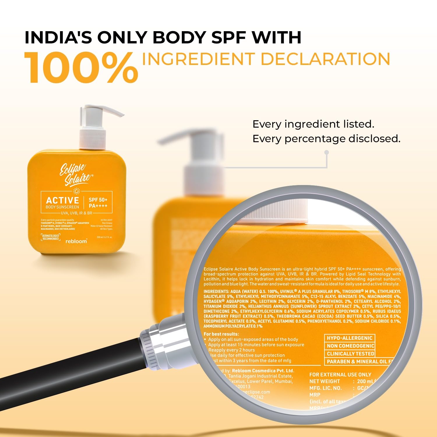 Eclipse Solaire Active Body Sunscreen SPF 50+ PA++++ 200ml