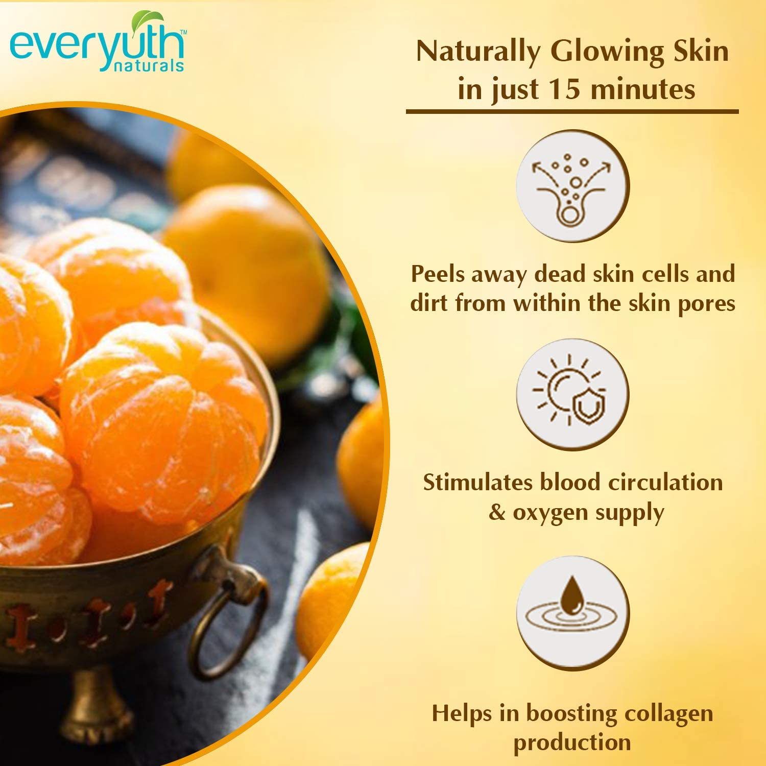 Everyuth Natural Advanced Golden Glow Peel Off Mask for Instant Glow Skin, 100 gm