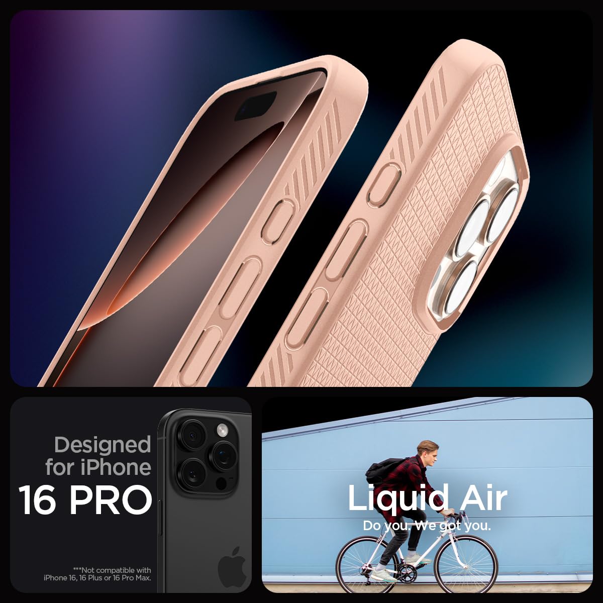 Spigen Liquid Air Back Cover Case for iPhone, Durable Protection, Air Cushion Technology - TPU | Matte Black