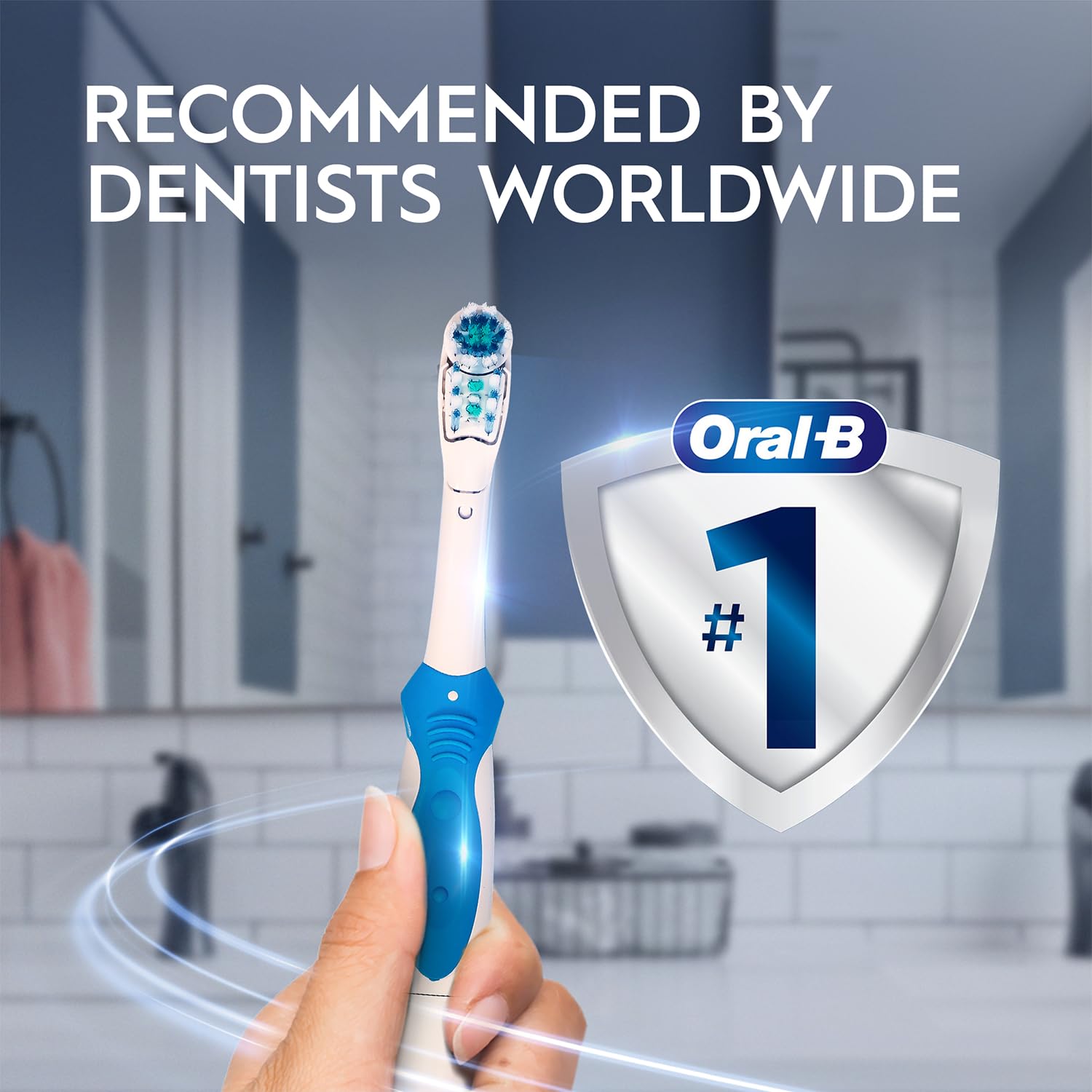 Oral B Cross Action AA Battery Electric Toothbrush for Adults, 90 Day Battery, IPX7 Water Resistant, Soft Crisscross Bristles (Blue, 1)
