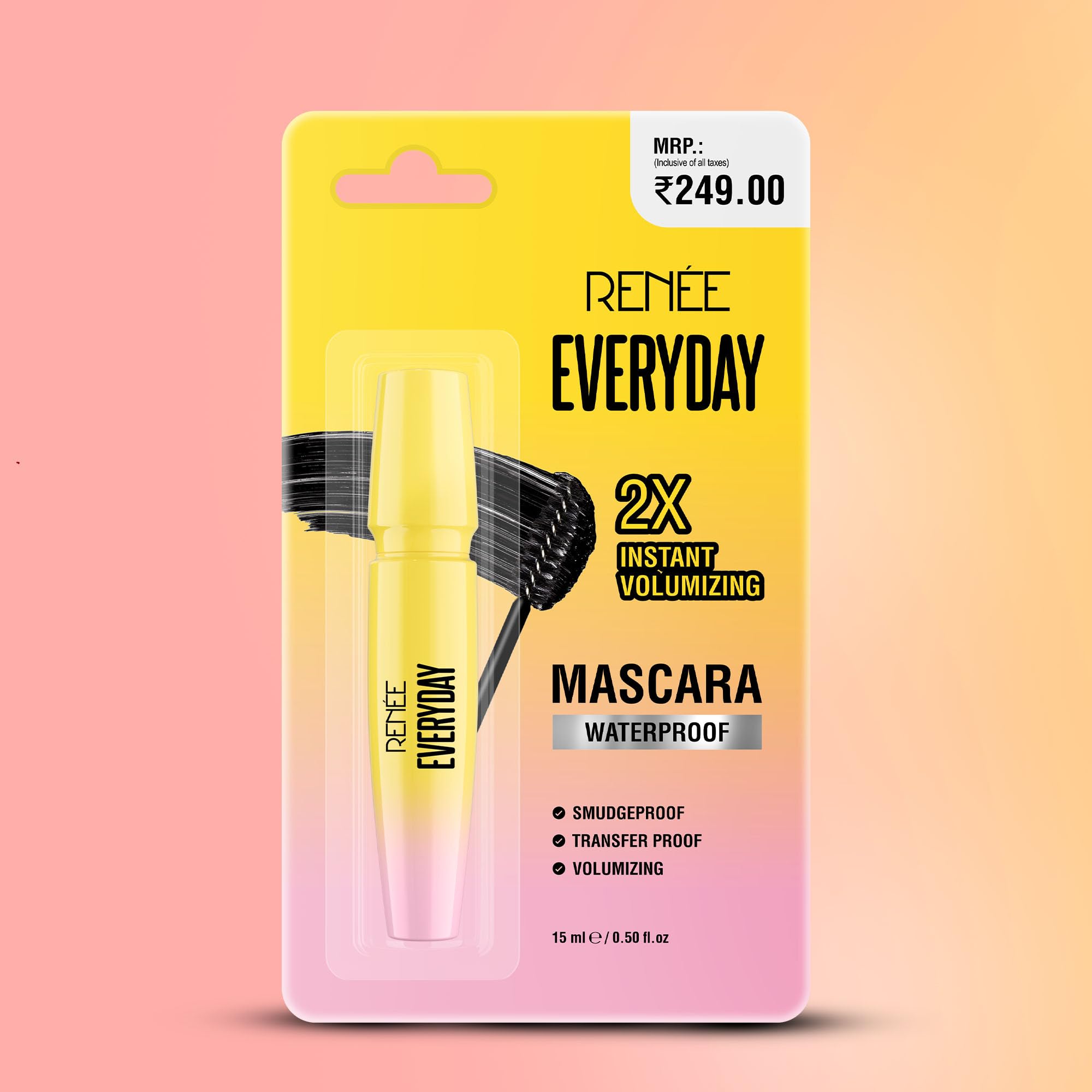 RENEE Everyday Mascara 2X Instant Volumizing, Waterproof | Smudge-proof, Transferproof | Lengthening | With Vitamin E | 15 ml
