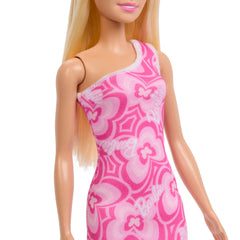 Barbie Dolls in Barbiecore-Inspired Outfits with Pink & Purple Heels, Variety of Pink Patterned Dresses and Hair Colors