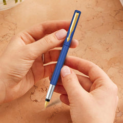 Parker Vector Standard Gold Trim Fountain Pen| Metallic Blue Body Colour| Ink Colour – Blue