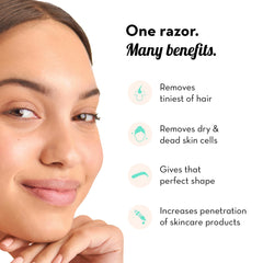 Plush Flawless Reusable Face Razor for Woman (Pack of 3) | Eyebrow & Facial razor with Single German Steel Blade | Instant & Painless Hair Removal for Upper Lips, Forehead, Sideburns