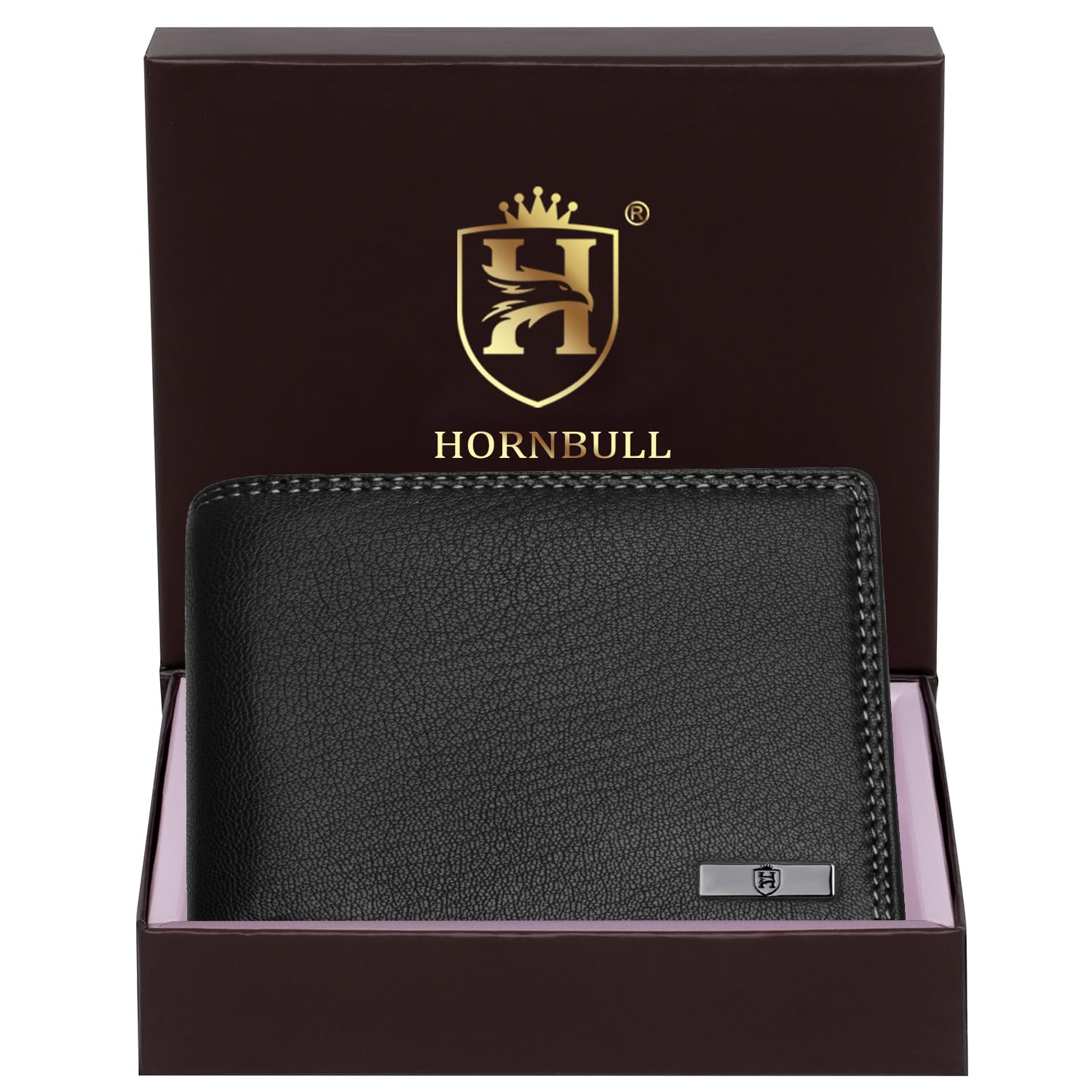 HORNBULL Stella Mens Black Purse | Stylist Mens Wallet with RFID Blocking | Wallet Men Brown Genuine Leather Gift Set