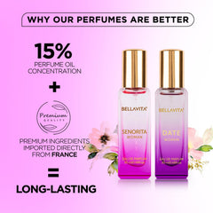BELLAVITA Date & Senorita Woman Perfume Combo with Jasmine, Vanilla, Lotus & Musk | EDP Fragrance Scent, Pack of 2, 20 ml Each